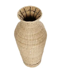 Alternative view of GloboStar® Artificial Garden MONTPELLIER 21237 Διακοσμητικό Πλεκτό Καλάθι - Κασπώ Γλάστρα - Flower Pot Μπεζ με Καφέ Π28 x M28 x Υ60cm