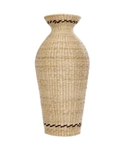 GloboStar® Artificial Garden MONTPELLIER 21237 Διακοσμητικό Πλεκτό Καλάθι - Κασπώ Γλάστρα - Flower Pot Μπεζ με Καφέ Π28 x M28 x Υ60cm 9 21237 4