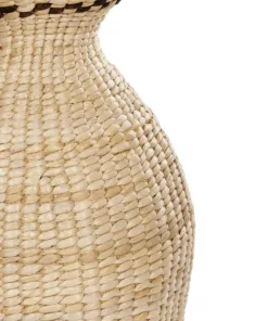 GloboStar® Artificial Garden MONTPELLIER 21237 Διακοσμητικό Πλεκτό Καλάθι - Κασπώ Γλάστρα - Flower Pot Μπεζ με Καφέ Π28 x M28 x Υ60cm 10 21237 5