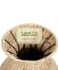 GloboStar® Artificial Garden MONTPELLIER 21237 Διακοσμητικό Πλεκτό Καλάθι - Κασπώ Γλάστρα - Flower Pot Μπεζ με Καφέ Π28 x M28 x Υ60cm 11 21237 6