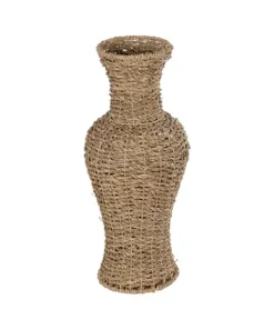 GloboStar® GloboStar® Artificial Garden TEXAS 21238 Διακοσμητικό Πλεκτό Καλάθι - Κασπώ Γλάστρα - Flower Pot Μπεζ Μ20 x Π20 x Υ43cm