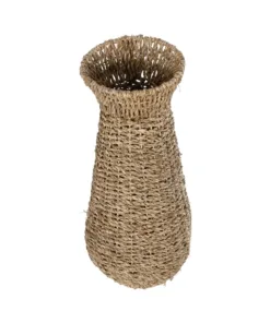 Alternative view of GloboStar® Artificial Garden PANAMA 21241 Διακοσμητικό Πλεκτό Καλάθι - Κασπώ Γλάστρα - Flower Pot Μπεζ Μ20 x Π20 x Υ40cm