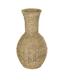 GloboStar® GloboStar® Artificial Garden MAUI 21242 Διακοσμητικό Πλεκτό Καλάθι - Κασπώ Γλάστρα - Flower Pot Μπεζ Π22 x M22 x Υ40cm