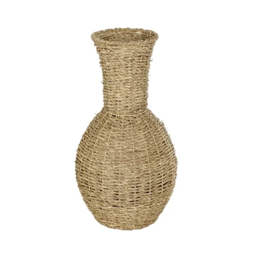 GloboStar® GloboStar® Artificial Garden MAUI 21242 Διακοσμητικό Πλεκτό Καλάθι - Κασπώ Γλάστρα - Flower Pot Μπεζ Π22 x M22 x Υ40cm