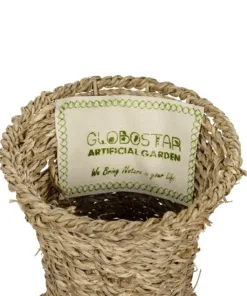 GloboStar® Artificial Garden MAUI 21242 Διακοσμητικό Πλεκτό Καλάθι - Κασπώ Γλάστρα - Flower Pot Μπεζ Π22 x M22 x Υ40cm 11 21242 6