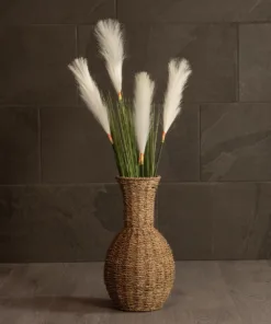 GloboStar® Artificial Garden MAUI 21242 Διακοσμητικό Πλεκτό Καλάθι - Κασπώ Γλάστρα - Flower Pot Μπεζ Π22 x M22 x Υ40cm 12 21242 7