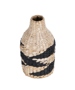 Alternative view of GloboStar® Artificial Garden JORDAN 21245 Διακοσμητικό Πλεκτό Καλάθι - Κασπώ Γλάστρα - Flower Pot Μπεζ με Μαύρο Φ16cm x Υ30cm