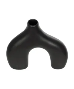 Alternative view of GloboStar® Artificial Garden TOLEDO 21249 Διακοσμητικό Κεραμικό Βάζo Μαύρο Π27 x Μ6 x Υ24 cm