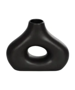 GloboStar® GloboStar® Artificial Garden HORIZON 21252 Διακοσμητικό Κεραμικό Βάζo Μαύρο Π18 x Μ6 x Υ15 cm