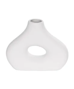 GloboStar® GloboStar® Artificial Garden HORIZON 21253 Διακοσμητικό Κεραμικό Βάζo Λευκό Π18 x Μ6 x Υ15 cm