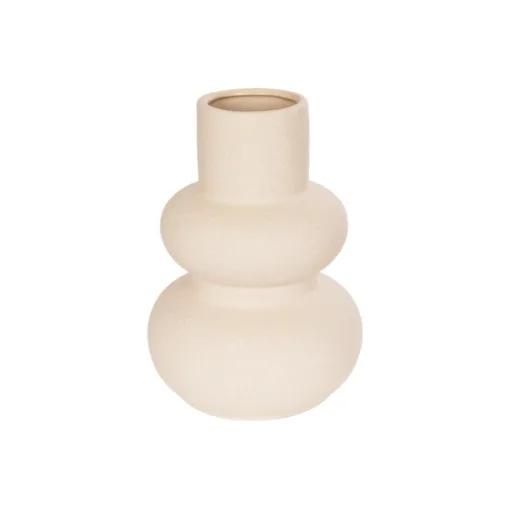 GloboStar® GloboStar® Artificial Garden QUARTZ 21254 Διακοσμητικό Κεραμικό Βάζo Μπεζ Π15 x Μ15 x Υ20 cm