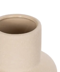 GloboStar® Artificial Garden QUARTZ 21254 Διακοσμητικό Κεραμικό Βάζo Μπεζ Π15 x Μ15 x Υ20 cm 10 21254 5
