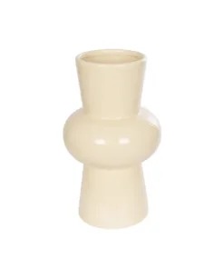 GloboStar® GloboStar® Artificial Garden DESERT 21258 Διακοσμητικό Κεραμικό Βάζo Μπεζ Π14 x Μ14 x Υ25 cm