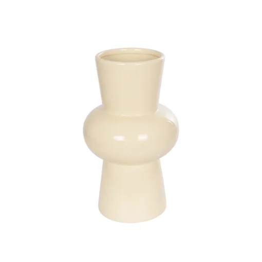 GloboStar® GloboStar® Artificial Garden DESERT 21258 Διακοσμητικό Κεραμικό Βάζo Μπεζ Π14 x Μ14 x Υ25 cm
