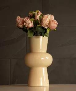 GloboStar® Artificial Garden DESERT 21258 Διακοσμητικό Κεραμικό Βάζo Μπεζ Π14 x Μ14 x Υ25 cm 12 21258 8