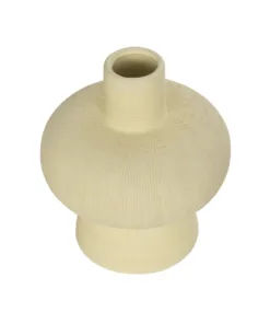 Alternative view of GloboStar® Artificial Garden ICEBERG 21263 Διακοσμητικό Κεραμικό Βάζo Μπεζ Π17 x Μ17 x Υ20cm