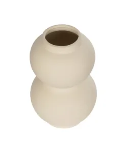 Alternative view of GloboStar® Artificial Garden PEARL 21265 Διακοσμητικό Κεραμικό Βάζo Μπεζ Π13 x Μ13 x Υ21cm