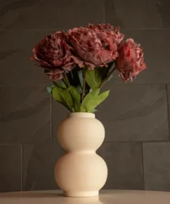 GloboStar® Artificial Garden PEARL 21265 Διακοσμητικό Κεραμικό Βάζo Μπεζ Π13 x Μ13 x Υ21cm 12 21265 7