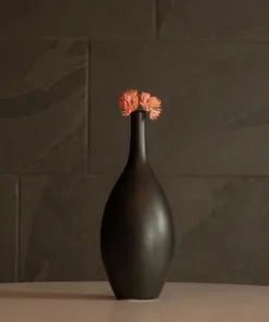 GloboStar® Artificial Garden OLRANDO 21273 Διακοσμητικό Κεραμικό Βάζo Μαύρο Π8 x Μ8 x Υ20cm 12 21273 7