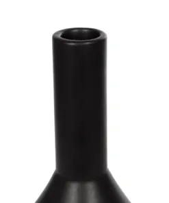 GloboStar® Artificial Garden CANNOLI 21280 Διακοσμητικό Κεραμικό Βάζo Μαύρο Π13 x Μ13 x Υ20cm 10 21280 5