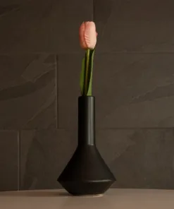 GloboStar® Artificial Garden CANNOLI 21280 Διακοσμητικό Κεραμικό Βάζo Μαύρο Π13 x Μ13 x Υ20cm 12 21280 7