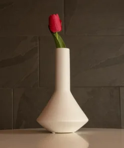 GloboStar® Artificial Garden ARMENINVILLE 21283 Διακοσμητικό Κεραμικό Βάζo Λευκό Π16 x Μ16 x Υ25cm 12 21283 7