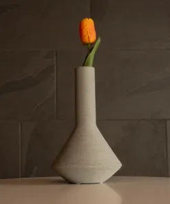 GloboStar® Artificial Garden BARBADOS 21284 Διακοσμητικό Κεραμικό Βάζo Γκρι Π16 x Μ16 x Υ25cm 12 21284 7