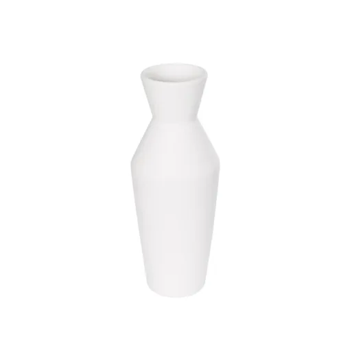 GloboStar® GloboStar® Artificial Garden MALVINA 21285 Διακοσμητικό Κεραμικό Βάζo Λευκό Π10 x Μ10 x Υ24cm