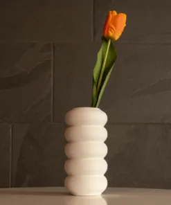 GloboStar® Artificial Garden NOUVEAU 21293 Διακοσμητικό Κεραμικό Βάζo Λευκό Π8 x Μ8 x Υ16cm 12 21293 7