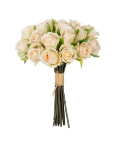 GloboStar® GloboStar® Artificial Garden CHAMPAGNE ROSE BOUQUET 21305 Τεχνητό Διακοσμητικό Μπουκέτο Τριαντάφυλλα Ροζ Y24cm