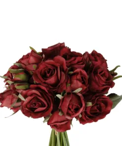 GloboStar® Artificial Garden RED ROSE BOUQUET 21307 Τεχνητό Διακοσμητικό Μπουκέτο Τριαντάφυλλα Κοκκινο Y24cm 6 21307 3