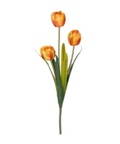 GloboStar® GloboStar® Artificial Garden ORANGE TULIP BRANCH 21308 Τεχνητό Διακοσμητικό Κλαδί Πορτοκαλί Τουλίπα Y48cm