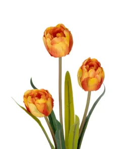 GloboStar® Artificial Garden ORANGE TULIP BRANCH 21308 Τεχνητό Διακοσμητικό Κλαδί Πορτοκαλί Τουλίπα Y48cm 6 21308 3
