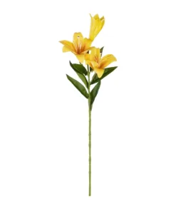 GloboStar® GloboStar® Artificial Garden YELLOW LILY BRANCH 21311 Τεχνητό Διακοσμητικό Κλαδί Κίτρινο Κρίνο Y72cm