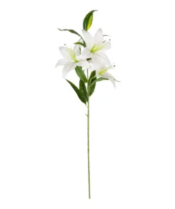 GloboStar® GloboStar® Artificial Garden WHITE LILY BRANCH 21312 Τεχνητό Διακοσμητικό Κλαδί Λευκό Κρίνο Y95cm