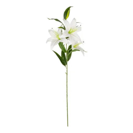 GloboStar® GloboStar® Artificial Garden WHITE LILY BRANCH 21312 Τεχνητό Διακοσμητικό Κλαδί Λευκό Κρίνο Y95cm