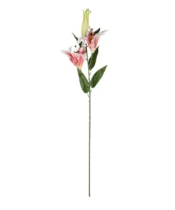 GloboStar® GloboStar® Artificial Garden PINK LILY BRANCH 21313 Τεχνητό Διακοσμητικό Κλαδί Ροζ Κρίνο Y106cm
