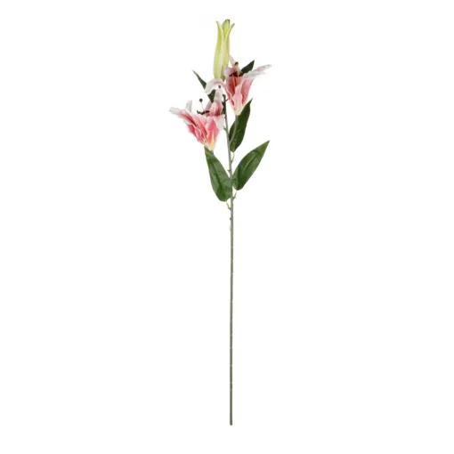 GloboStar® GloboStar® Artificial Garden PINK LILY BRANCH 21313 Τεχνητό Διακοσμητικό Κλαδί Ροζ Κρίνο Y106cm