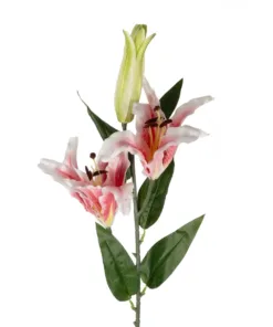 Alternative view of GloboStar® Artificial Garden PINK LILY BRANCH 21313 Τεχνητό Διακοσμητικό Κλαδί Ροζ Κρίνο Y106cm