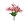 GloboStar® GloboStar® Artificial Garden PINK LILY BOUQUET 21314 Τεχνητό Διακοσμητικό Μπουκέτο Ροζ Κρίνα Y55cm