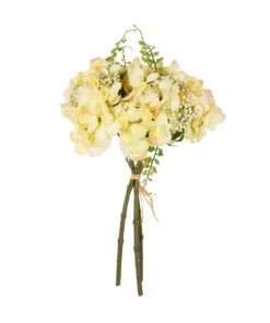GloboStar® GloboStar® Artificial Garden YELLOW HYDRANGEA BOUQUET 21315 Τεχνητό Διακοσμητικό Μπουκέτο Κίτρινη Ορτανσία Y33cm
