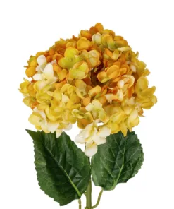 Alternative view of GloboStar® Artificial Garden YELLOW HYDRANGEA BRANCH 21317 Τεχνητό Διακοσμητικό Κλαδί Κίτρινη Ορτανσία Y65cm