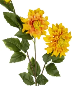 Alternative view of GloboStar® Artificial Garden ORANGE DHALIA BRANCH 21324 Τεχνητό Διακοσμητικό Πορτοκαλί Κλαδί Ντάλια Y115cm