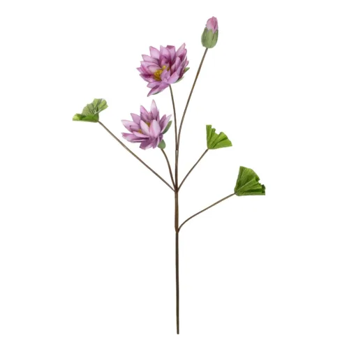 GloboStar® GloboStar® Artificial Garden PINK LOTUS BRANCH 21335 Τεχνητό Διακοσμητικό Ροζ Κλαδί Λωτός Y121cm