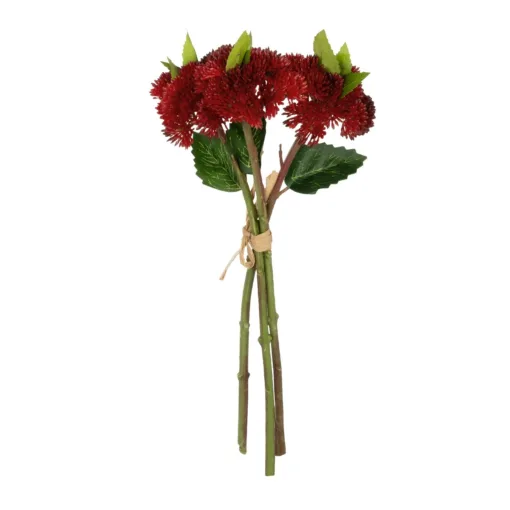 GloboStar® GloboStar® Artificial Garden RED SEDUM BOUQUET 21349 Τεχνητό Διακοσμητικό Μπουκέτο Κόκκινο Σέδο Y30cm
