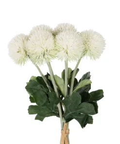 GloboStar® Artificial Garden WHITE ONIONBALL BOUQET 21371 Τεχνητό Διακοσμητικό OnionBall Μπουκέτο Y39cm 6 21371 3