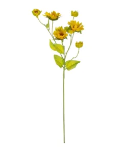 GloboStar® GloboStar® Artificial Garden YELLOW SUNFLOWER BRANCH 21379 Τεχνητό Διακοσμητικό Κλαδί Ηλιοτρόπιο Κίτρινο Y72cm