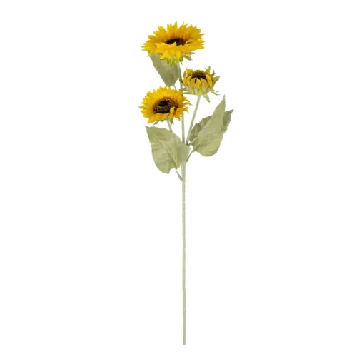 GloboStar® GloboStar® Artificial Garden YELLOW SUNFLOWER BRANCH 21380 Τεχνητό Διακοσμητικό Κλαδί Ηλιοτρόπιο Κίτρινο Y90cm