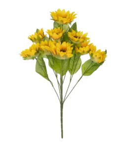 GloboStar® GloboStar® Artificial Garden YELLOW SUNFLOWER BRANCH 21383 Τεχνητό Διακοσμητικό Κλαδί Ηλιοτρόπιο Κίτρινο Y49cm