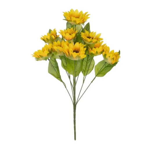 GloboStar® GloboStar® Artificial Garden YELLOW SUNFLOWER BRANCH 21383 Τεχνητό Διακοσμητικό Κλαδί Ηλιοτρόπιο Κίτρινο Y49cm
